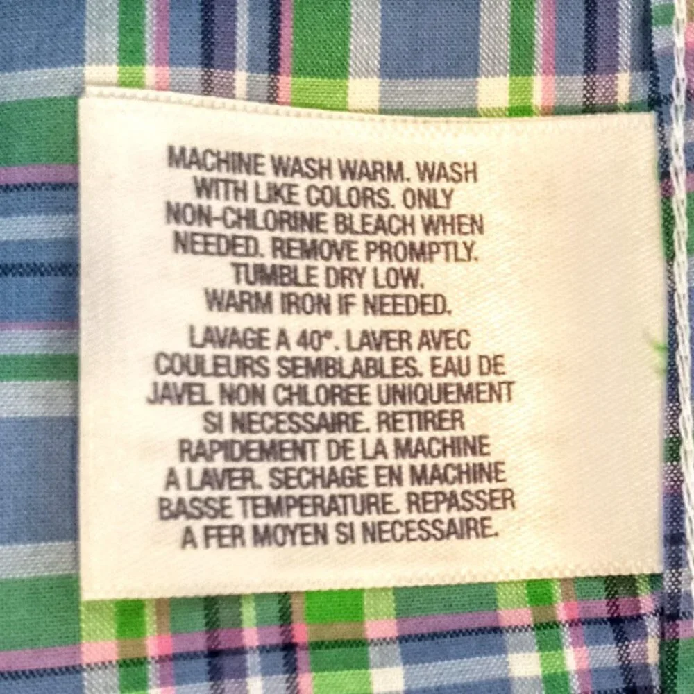 Ralph Lauren Blue Green Plaid Cotton Long Sleeve Shirt
